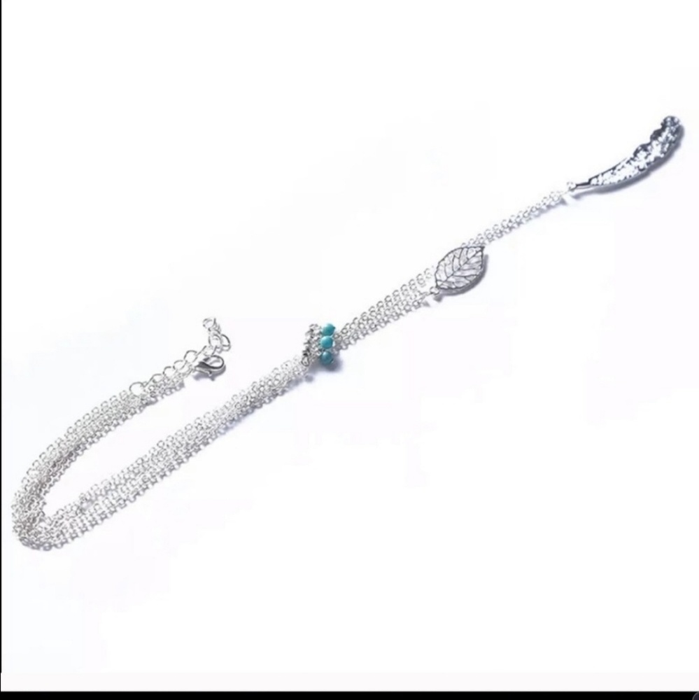 NWOT BOHO Beaded Feather Layered Necklace - Picture 3 of 3